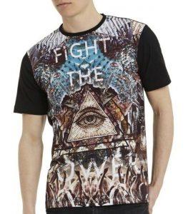 FIGHT THE POWER GRAPHIC ALL OVER PRINT BLACK T-SHIRT - Image 2