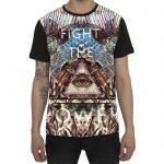 FIGHT THE POWER GRAPHIC ALL OVER PRINT BLACK T-SHIRT