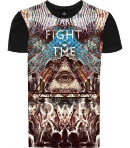 FIGHT THE POWER GRAPHIC ALL OVER PRINT BLACK T-SHIRT - Image 4