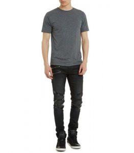 Slim Fit Grey Cotton-Jersey T-shirt - Image 3