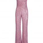 Pink strapless sequin jumpsuit