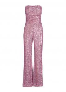 Pink strapless sequin jumpsuit