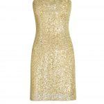 Yellow strapless sequin dress