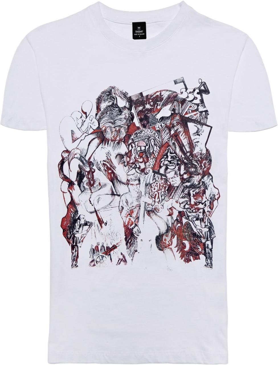 RED SKETCH GRAFFITI PRINT WHITE T-SHIRT RED SKETCH GRAFFITI PRINT WHITE T-SHIRT