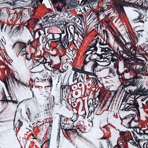 RED SKETCH GRAFFITI PRINT WHITE T-SHIRT