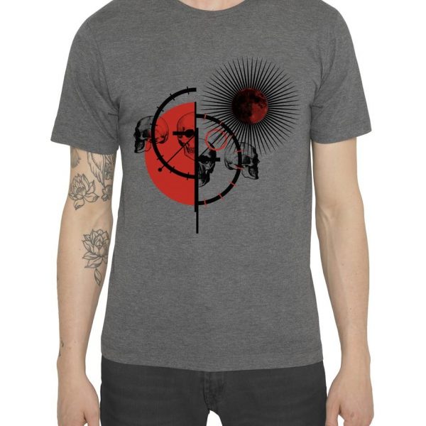 RED MATADOR LEATHER LOOK 3D GLOSSY PRINTED PRINT GREY T-SHIRT