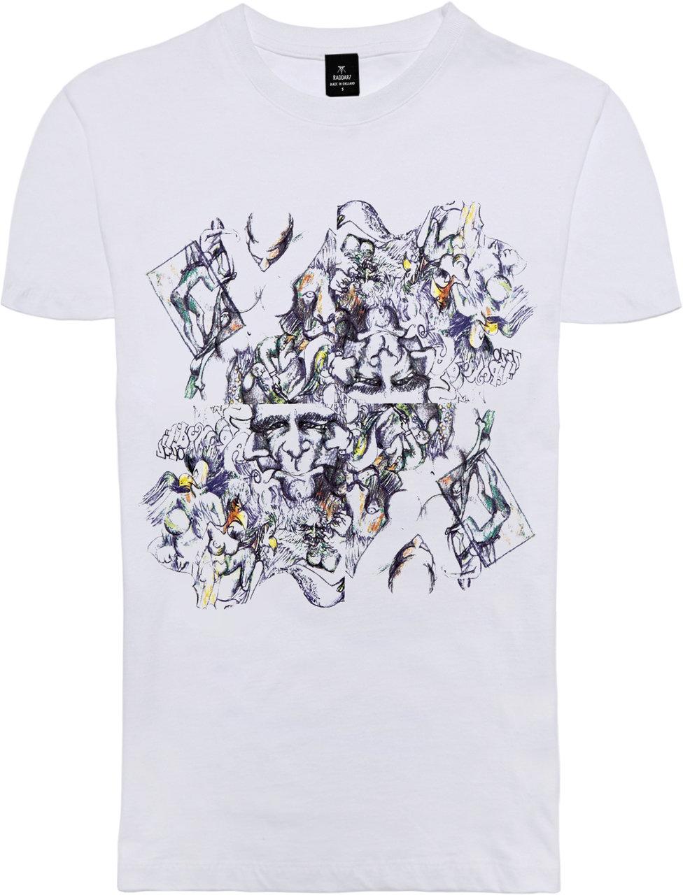 FUNNY SKETCH GRAFFITI PRINT WHITE T-SHIRT FUNNY SKETCH GRAFFITI PRINT WHITE T-SHIRT