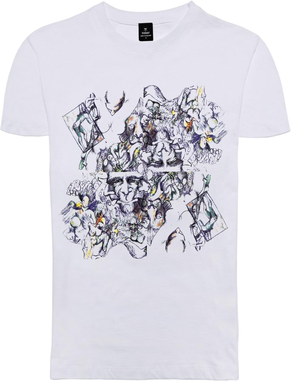 FUNNY SKETCH GRAFFITI PRINT WHITE T-SHIRT FUNNY SKETCH GRAFFITI PRINT WHITE T-SHIRT