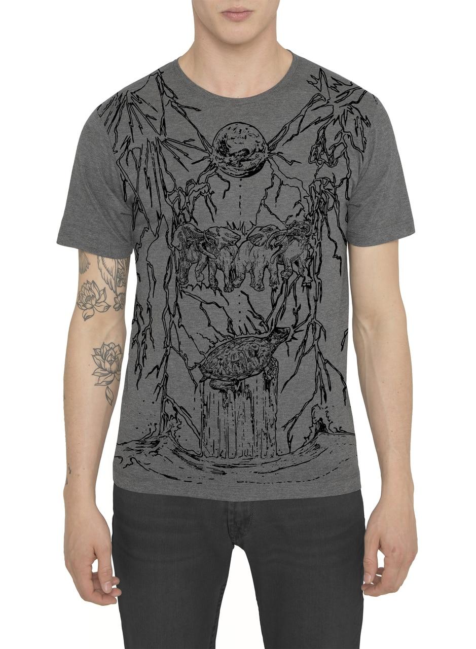 UNIVERSE GRAFFITI TATTOO PRINTED PRINT GREY T-SHIRT UNIVERSE GRAFFITI TATTOO PRINTED PRINT GREY T-SHIRT