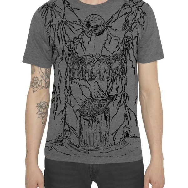 UNIVERSE GRAFFITI TATTOO PRINTED PRINT GREY T-SHIRT